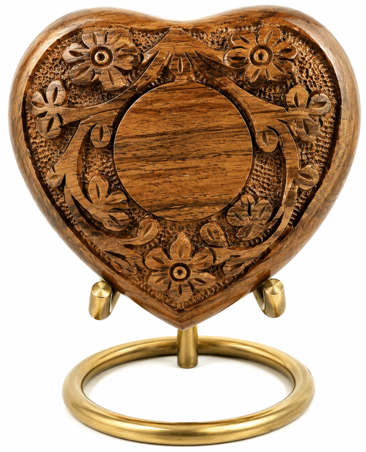 Premium Heart-Shaped Hand-Carved Cremation Urn