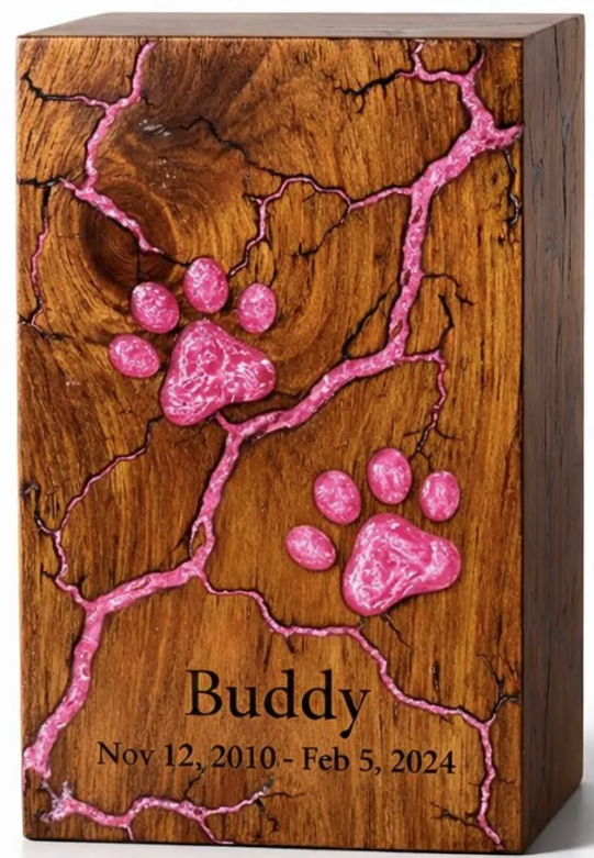 Personalized Decorative Cremation Urn with Blue resin Inlay
