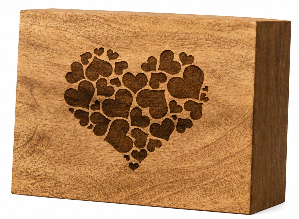 Heart of Hearts Engraved Wooden Cremation Urn