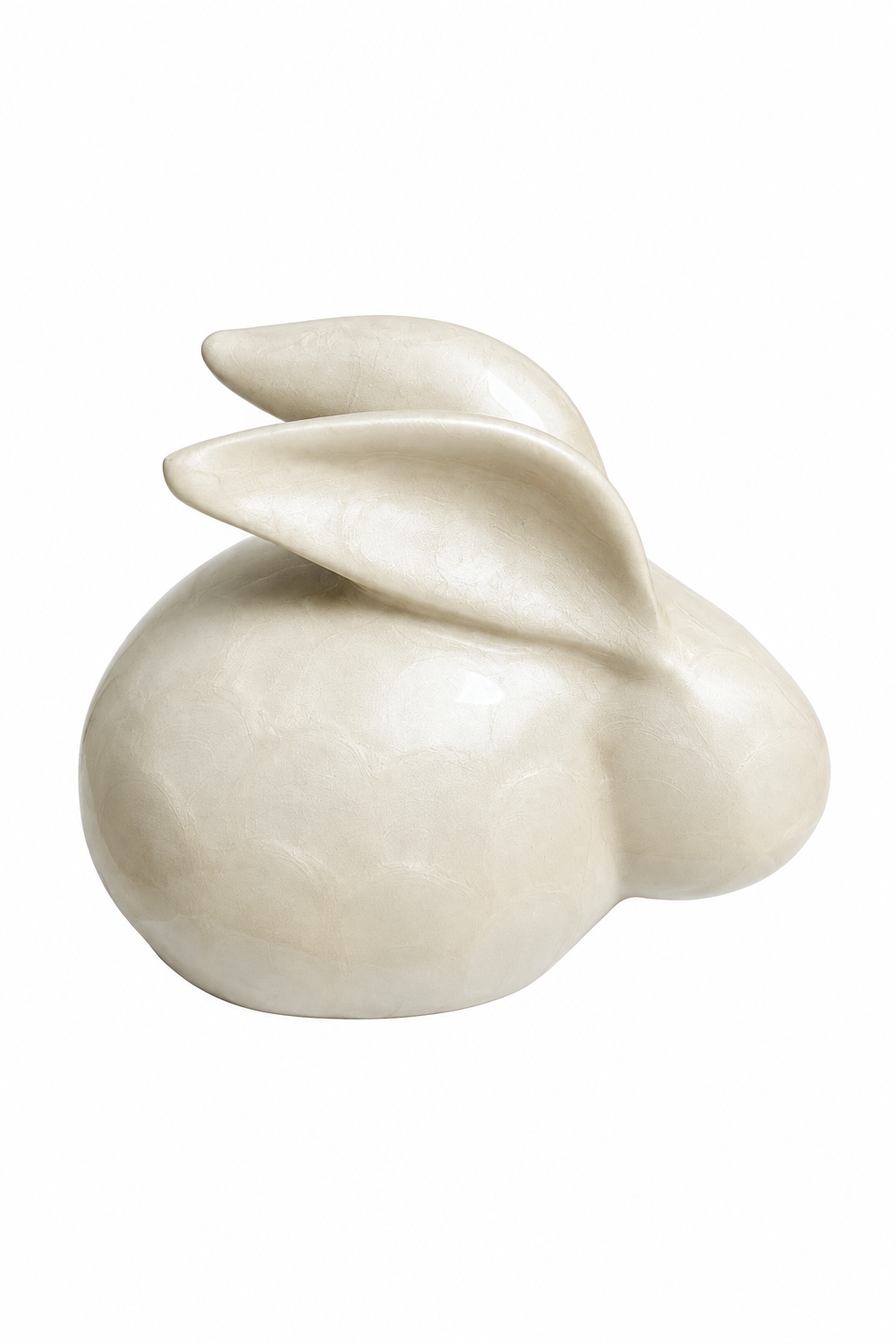 Ivory Pearl Rabbit Urn – Sculpted Folded-Ear Design