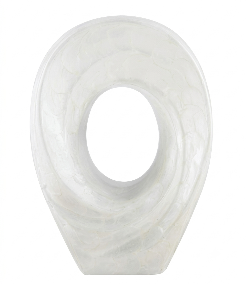 Pearl White Eternity Ring Cremation Urn with Modern Sculptural