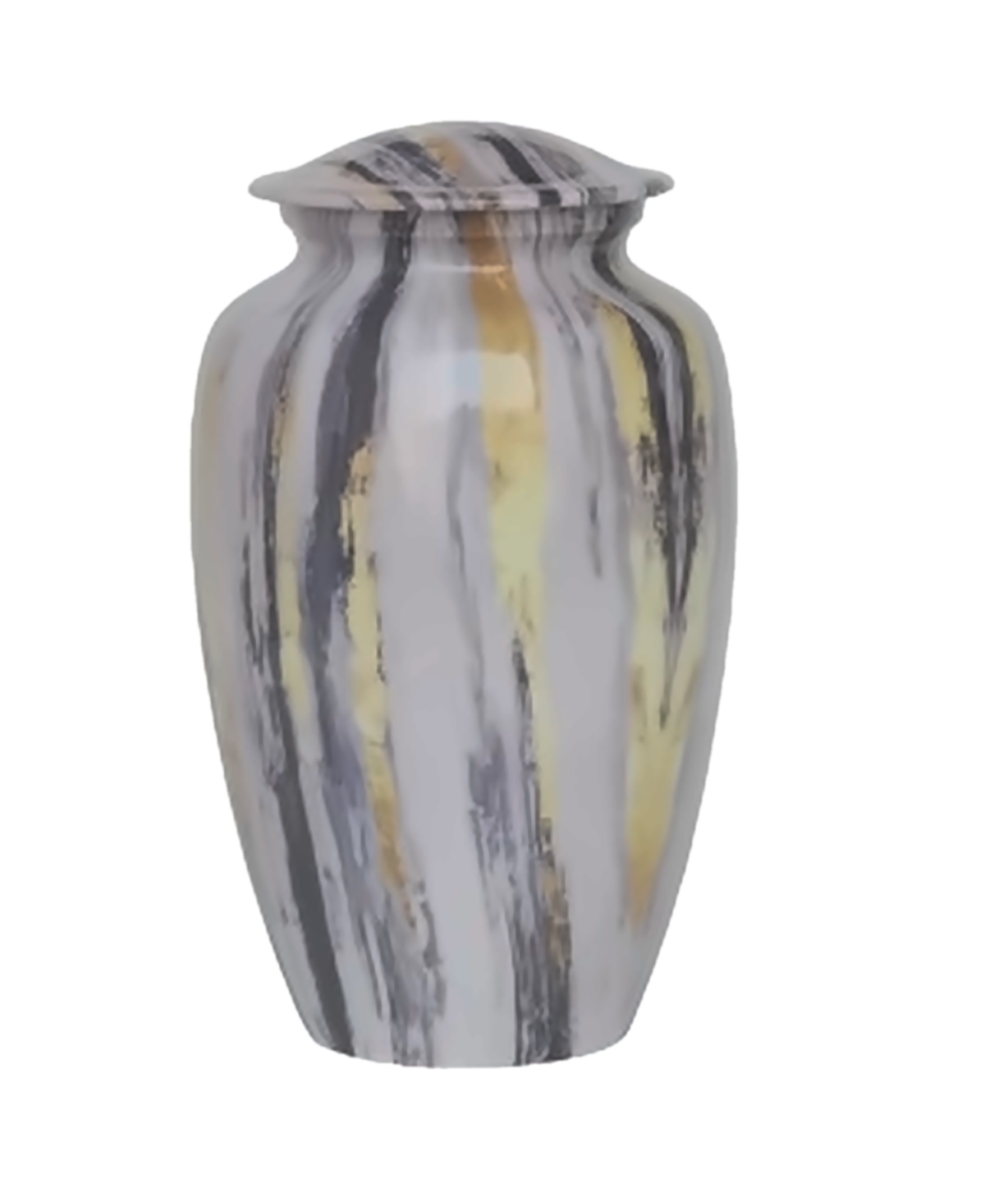 Cream, Grey & Gold Streaked  Metal Cremation Urn